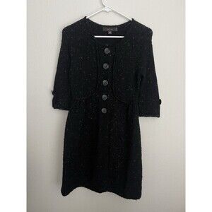 Vintage Fever Black Multicolor Fleck Knit Sweater Dress Dark Academia Size Small